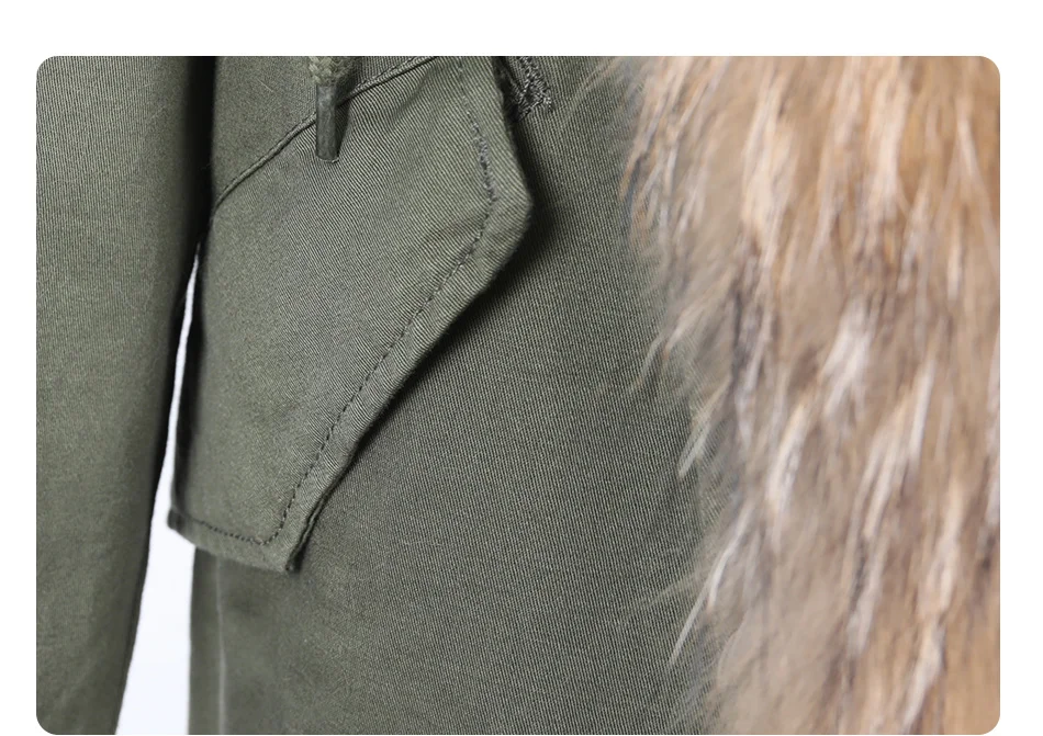 Maomaokong Natural Real Fur Lining Winter Women Jacket Long Fox Fur Coat Raccoon Fur Collar Hooded Thick Black Waterproof Parkas