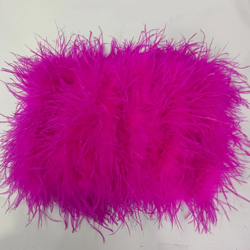 New 100% Natural Ostrich Hair Bra Wedding Underwear Women's Fur Coat Long Feather Top Lady Shirt Wrap Sexy Party Length 30 cm