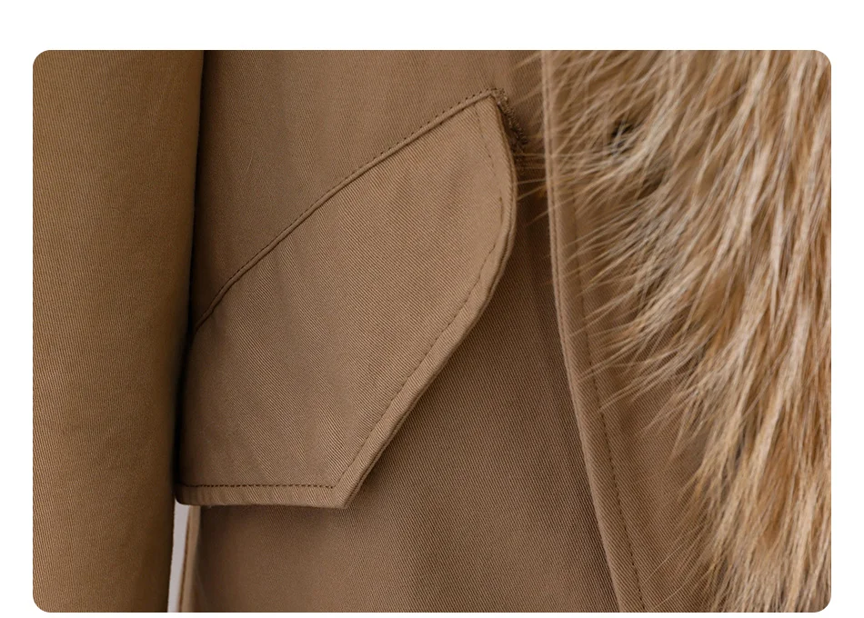 MAOMAOKONG 2026 Removable Real Fox Fur Collar Coats Woman Winter Jacket Hooded Rabbit fur lining Long Parkas Female Clothes