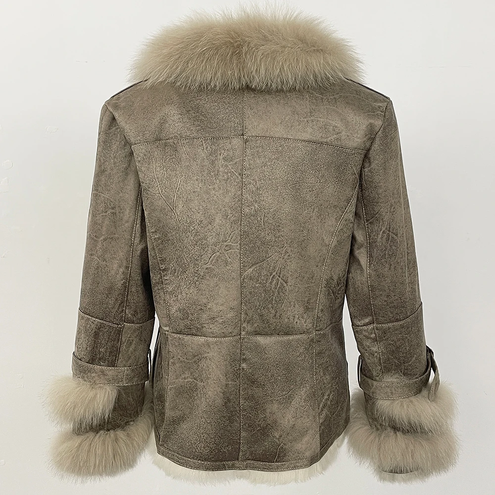 OFTBUY Winter Jacket Women New Real Raccoon Fox Fur Collar Rabbit Fur Liner Real Fur Coat Thick Warm Outerwear Streetwear