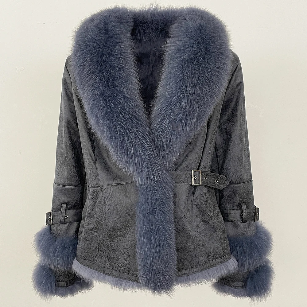 OFTBUY Winter Jacket Women New Real Raccoon Fox Fur Collar Rabbit Fur Liner Real Fur Coat Thick Warm Outerwear Streetwear