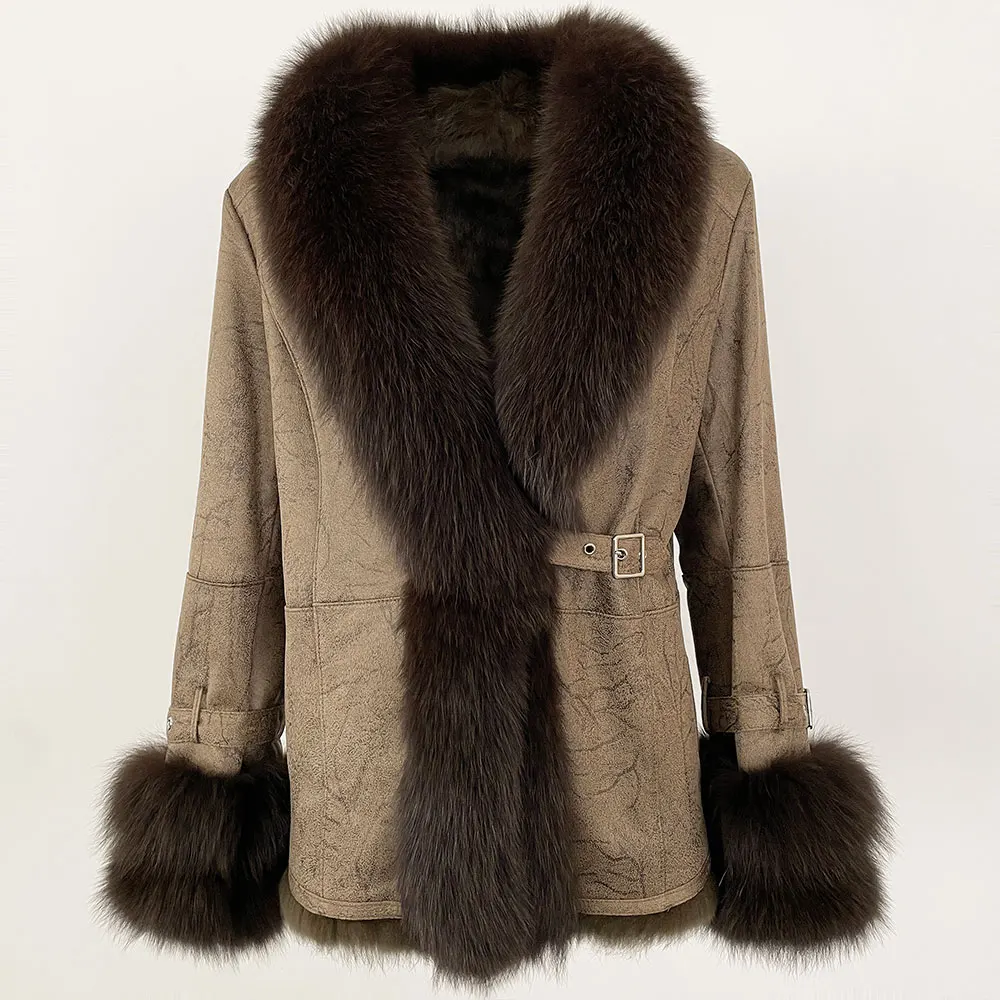 OFTBUY Winter Jacket Women New Real Raccoon Fox Fur Collar Rabbit Fur Liner Real Fur Coat Thick Warm Outerwear Streetwear