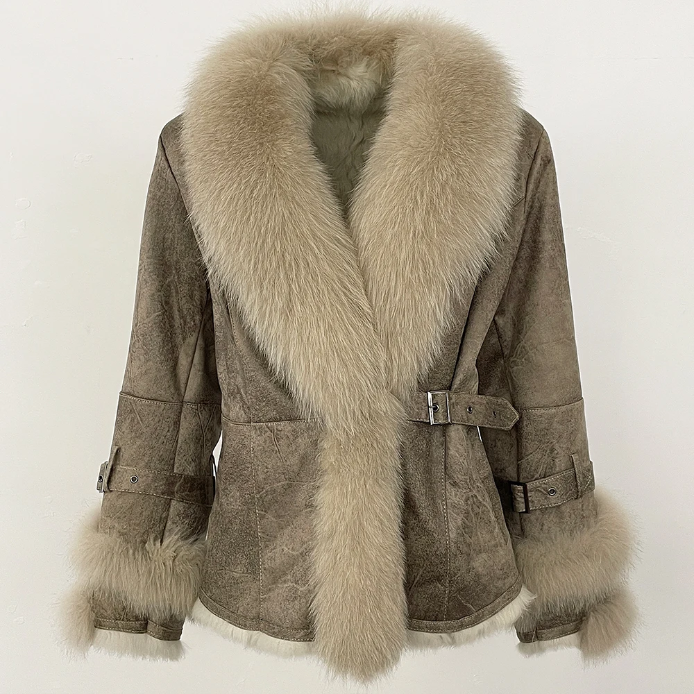 OFTBUY Winter Jacket Women New Real Raccoon Fox Fur Collar Rabbit Fur Liner Real Fur Coat Thick Warm Outerwear Streetwear