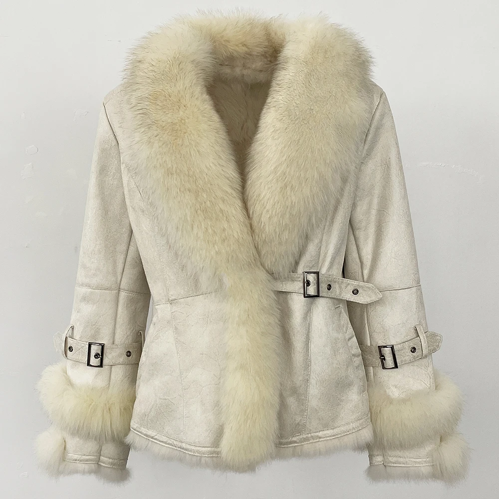 OFTBUY Winter Jacket Women New Real Raccoon Fox Fur Collar Rabbit Fur Liner Real Fur Coat Thick Warm Outerwear Streetwear