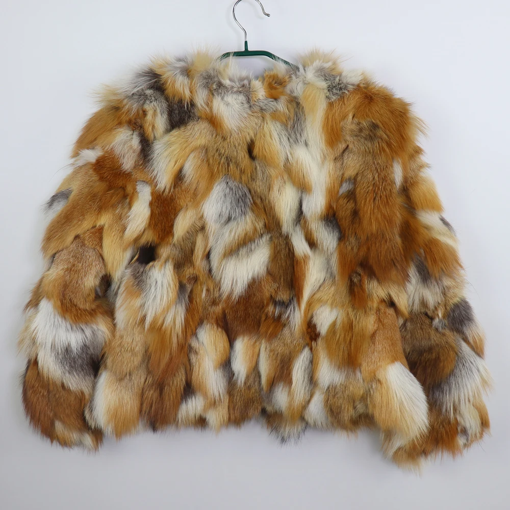 Women's Winter Outdoor Fashion Real Fox Fur Coat Natural Warm Female Luxury 100% Genuine Fox Fur Jacket Overcoat