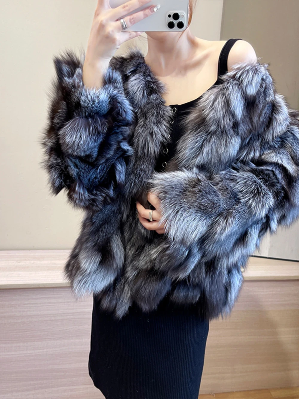 Women's Winter Outdoor Fashion Real Fox Fur Coat Natural Warm Female Luxury 100% Genuine Fox Fur Jacket Overcoat