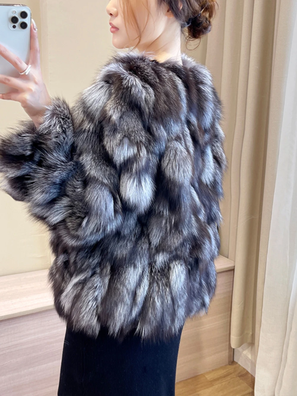 Women's Winter Outdoor Fashion Real Fox Fur Coat Natural Warm Female Luxury 100% Genuine Fox Fur Jacket Overcoat