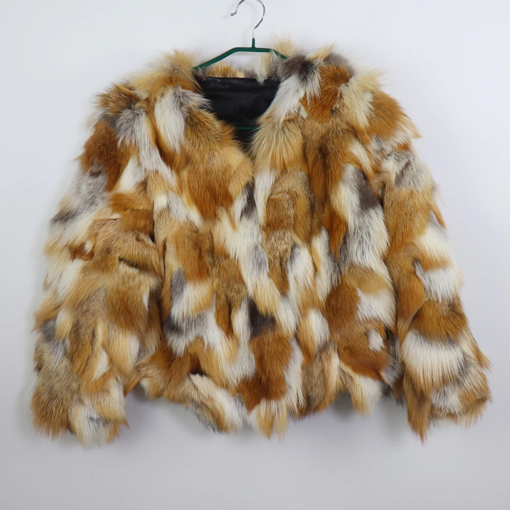 Women's Winter Outdoor Fashion Real Fox Fur Coat Natural Warm Female Luxury 100% Genuine Fox Fur Jacket Overcoat