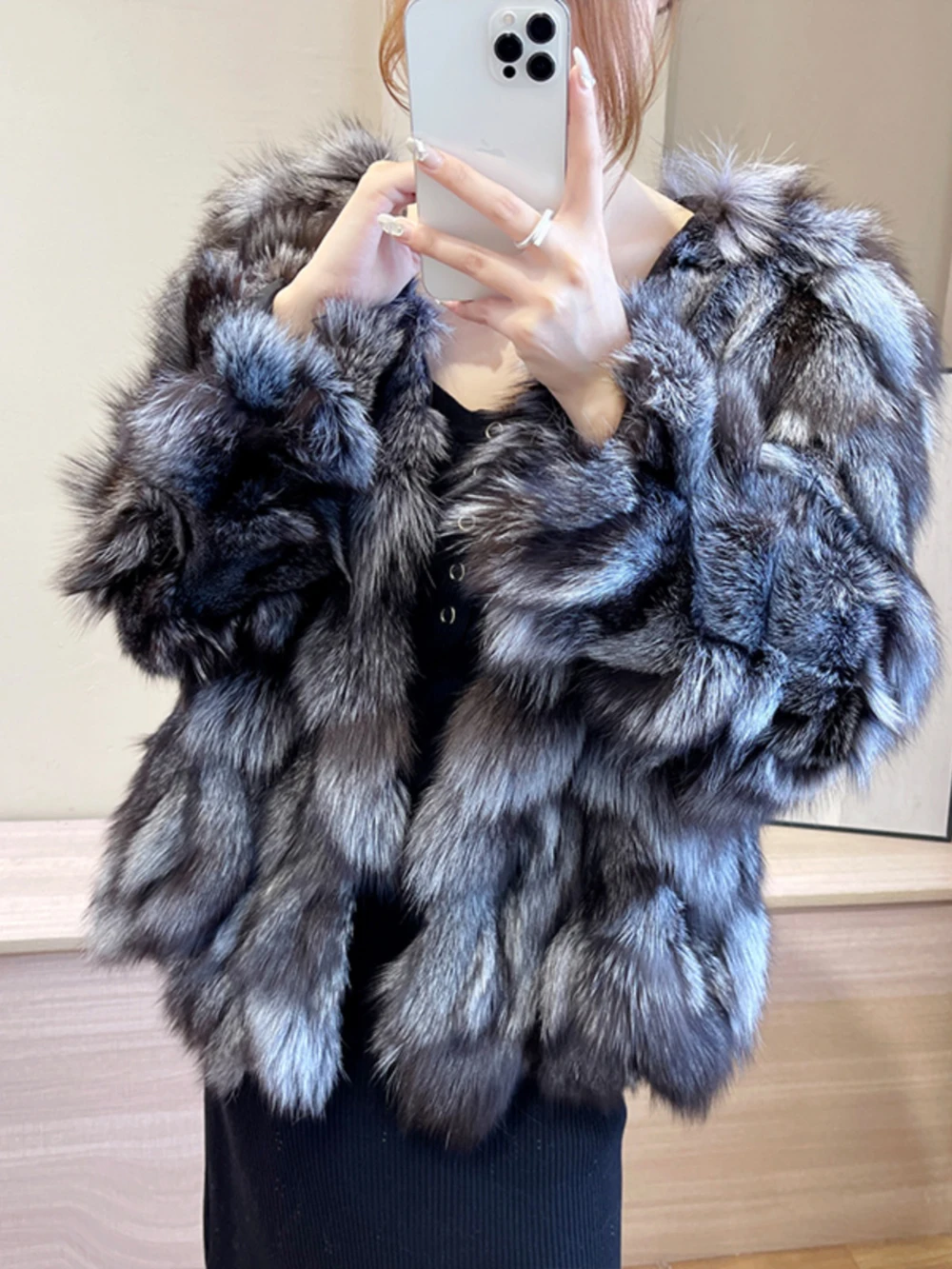 Women's Winter Outdoor Fashion Real Fox Fur Coat Natural Warm Female Luxury 100% Genuine Fox Fur Jacket Overcoat