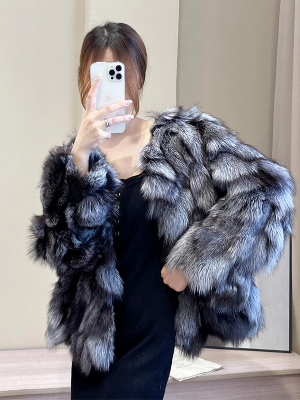 Women's Winter Outdoor Fashion Real Fox Fur Coat Natural Warm Female Luxury 100% Genuine Fox Fur Jacket Overcoat