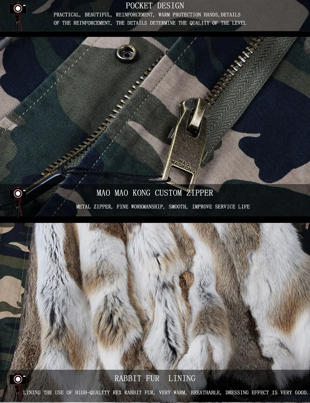 MAOMAOKONG Fashion Women's Real Rabbit Fur Lining Winter Jacket Coat Natural Fox Fur Collar Hooded Long Parkas Female Outwear