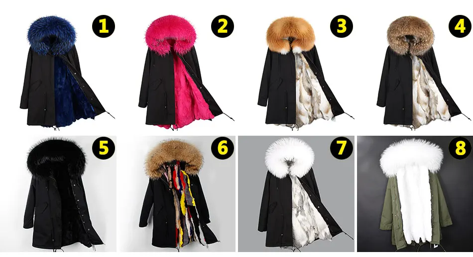 MAOMAOKONG Fashion Women's Real Rabbit Fur Lining Winter Jacket Coat Natural Fox Fur Collar Hooded Long Parkas Female Outwear