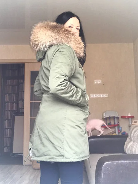 MAOMAOKONG Fashion Women's Real Rabbit Fur Lining Winter Jacket Coat Natural Fox Fur Collar Hooded Long Parkas Female Outwear