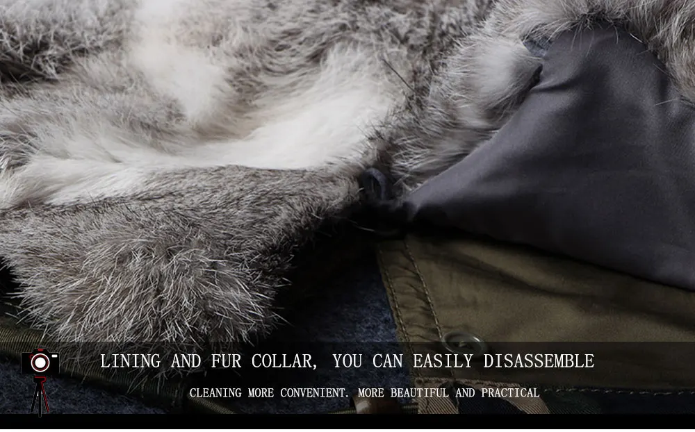 MAOMAOKONG Fashion Women's Real Rabbit Fur Lining Winter Jacket Coat Natural Fox Fur Collar Hooded Long Parkas Female Outwear