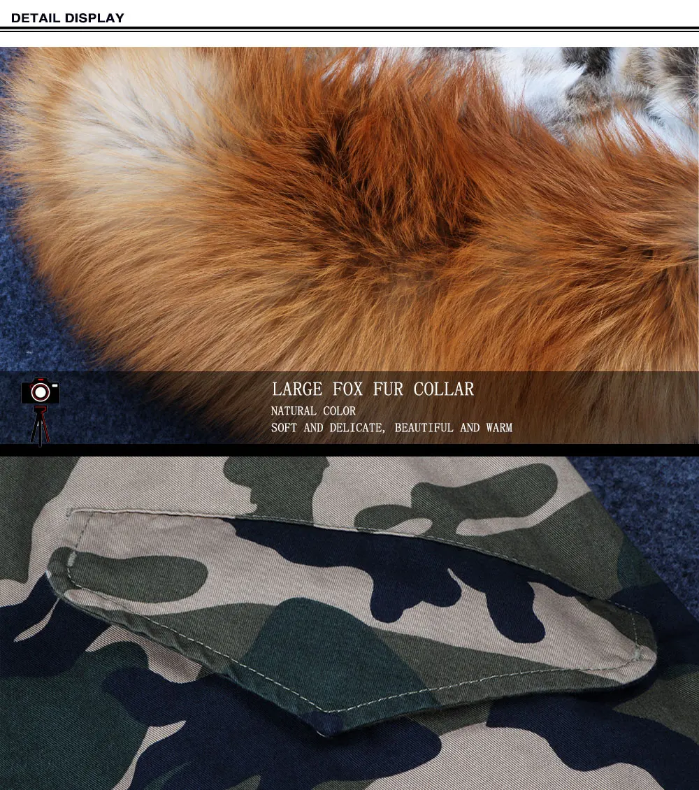 MAOMAOKONG Fashion Women's Real Rabbit Fur Lining Winter Jacket Coat Natural Fox Fur Collar Hooded Long Parkas Female Outwear