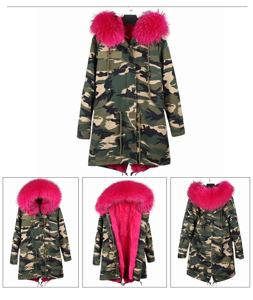 MAOMAOKONG Fashion Women's Real Rabbit Fur Lining Winter Jacket Coat Natural Fox Fur Collar Hooded Long Parkas Female Outwear