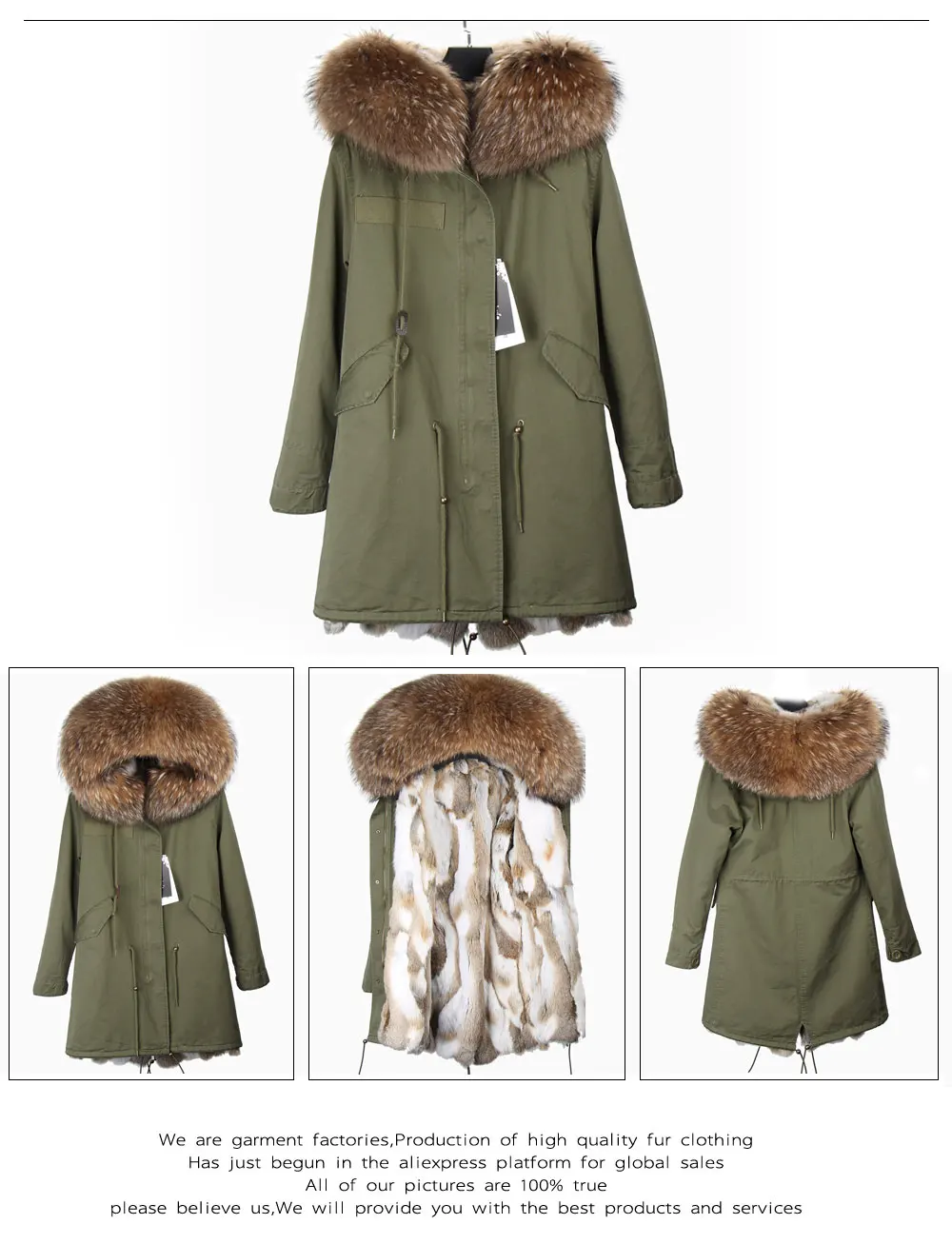 MAOMAOKONG Fashion Women's Real Rabbit Fur Lining Winter Jacket Coat Natural Fox Fur Collar Hooded Long Parkas Female Outwear
