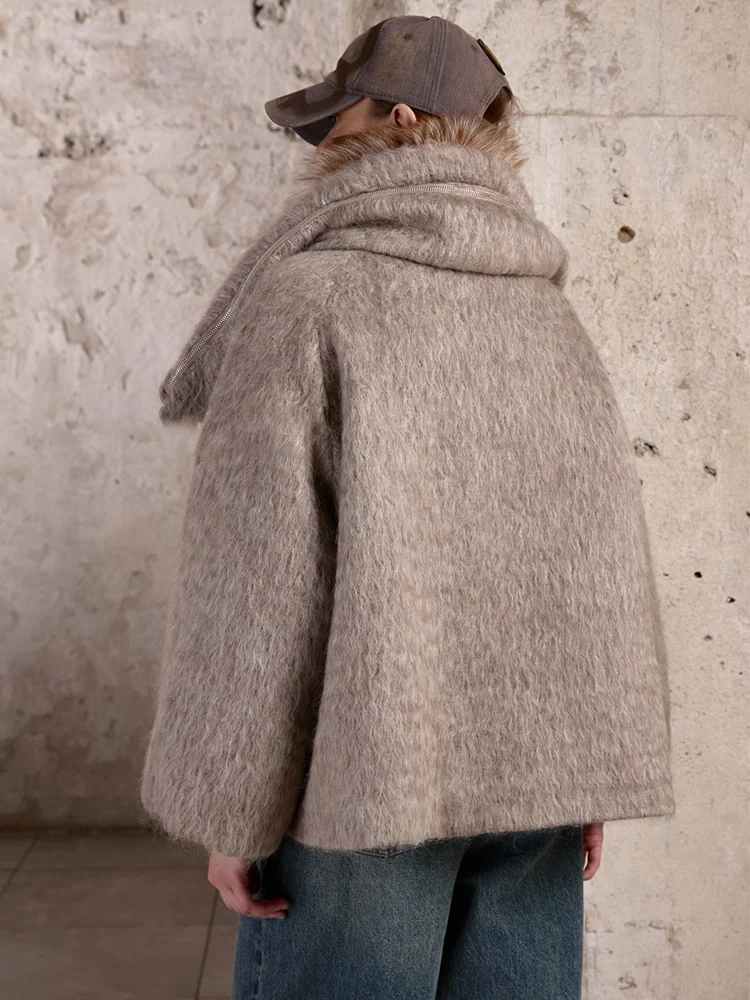 2025 Fashion Women Winter Warm Goose Down Jacket Wool Woolen Jackets Real Fox Fur Collar Thick Female Outwear Coat Puffer Jacket