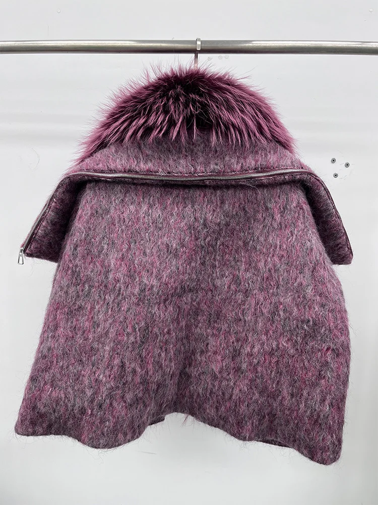 2025 Fashion Women Winter Warm Goose Down Jacket Wool Woolen Jackets Real Fox Fur Collar Thick Female Outwear Coat Puffer Jacket