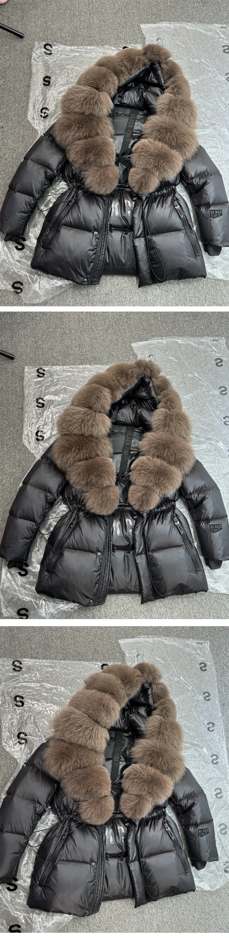 2025 New Winter Glossy Waterproof Puffer Coat Women Real Fox Fur Hooded Belted Thick Warm 90% White Goose Down Mid Long Jacket