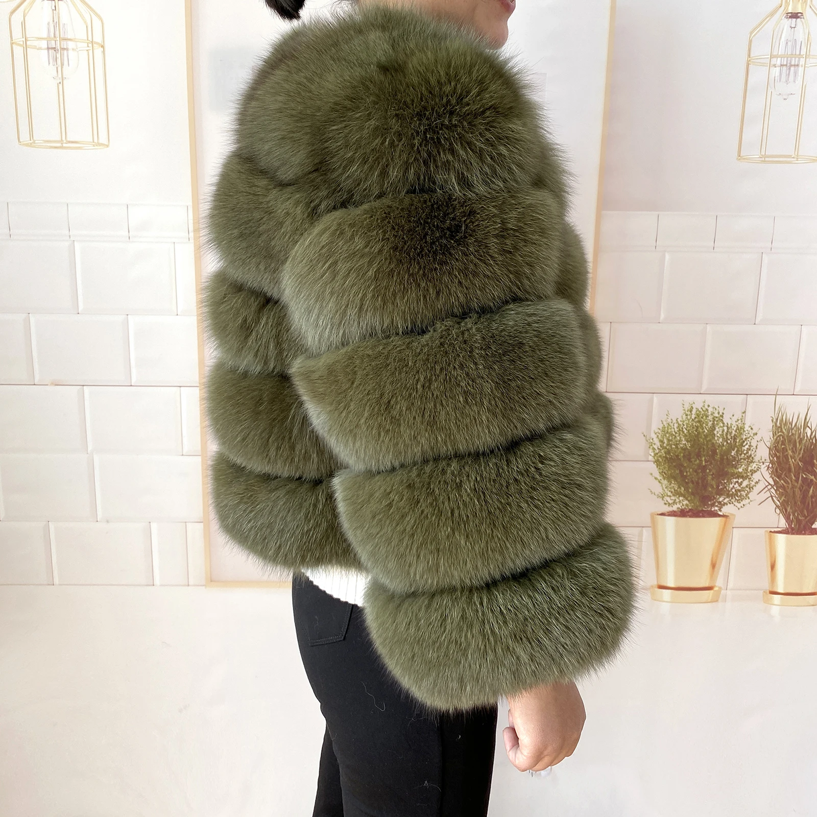 Real Fur Coat Women's Winter Warm Natural Fox Fur Coat High Quality LAN Fox Luxury Fashion 50cm Short Jacket Wholesale Hot 2023