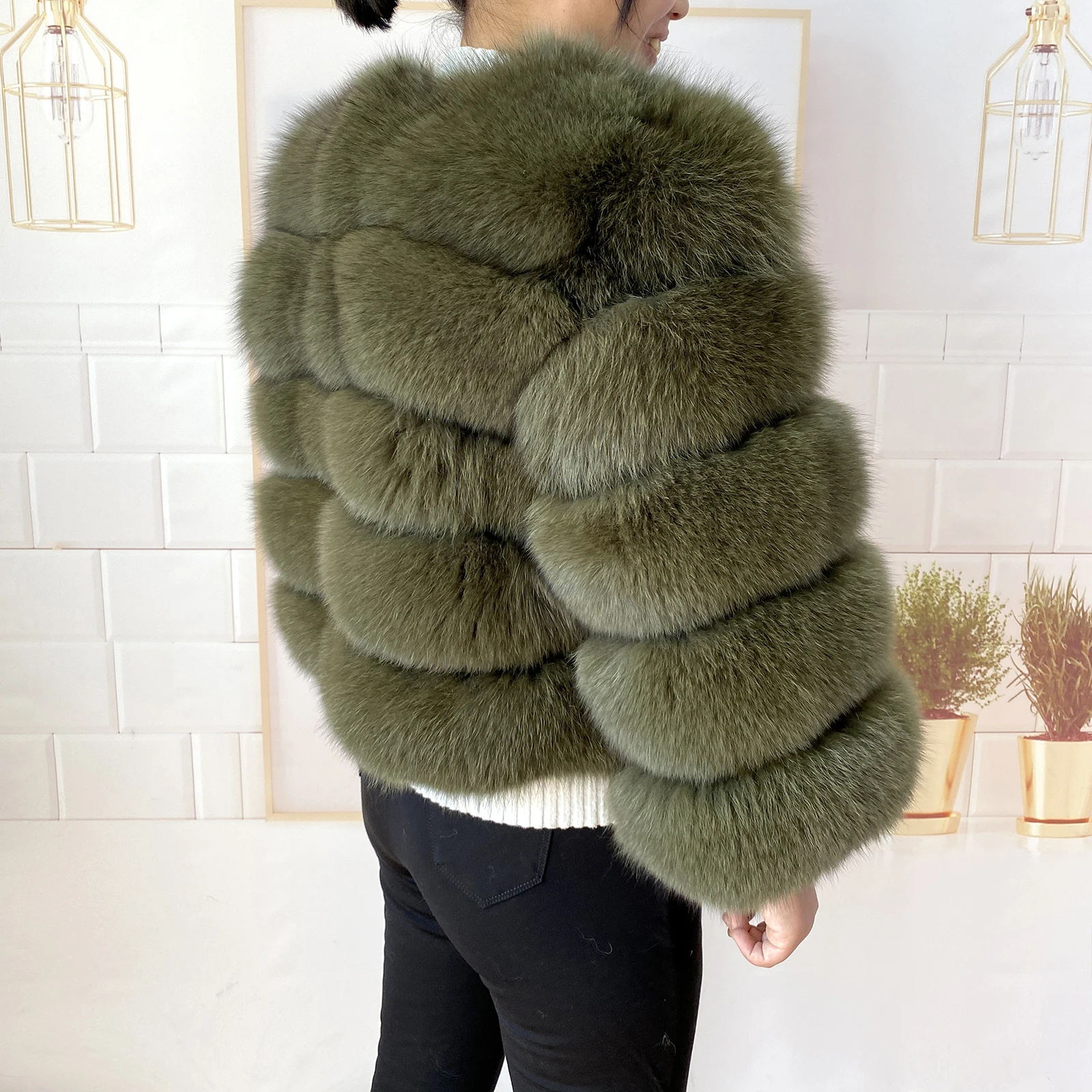 Real Fur Coat Women's Winter Warm Natural Fox Fur Coat High Quality LAN Fox Luxury Fashion 50cm Short Jacket Wholesale Hot 2023