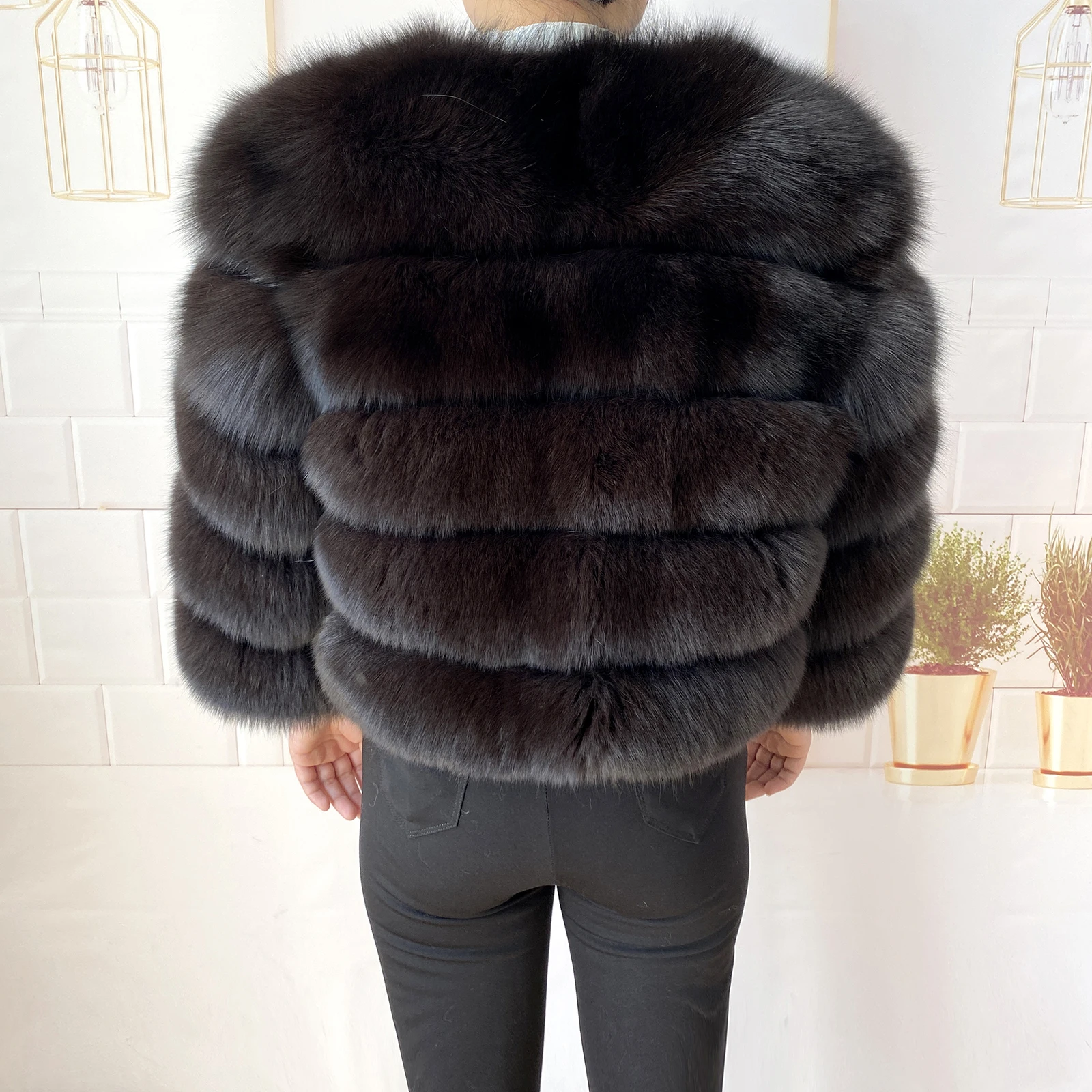 Real Fur Coat Women's Winter Warm Natural Fox Fur Coat High Quality LAN Fox Luxury Fashion 50cm Short Jacket Wholesale Hot 2023