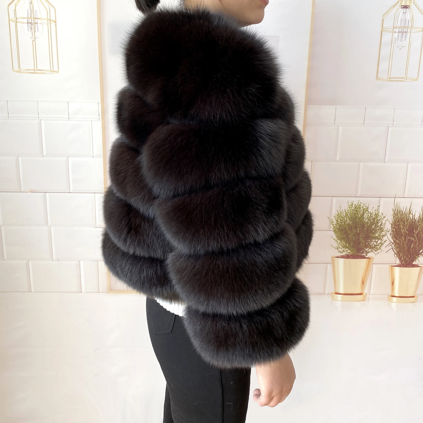 Real Fur Coat Women's Winter Warm Natural Fox Fur Coat High Quality LAN Fox Luxury Fashion 50cm Short Jacket Wholesale Hot 2023