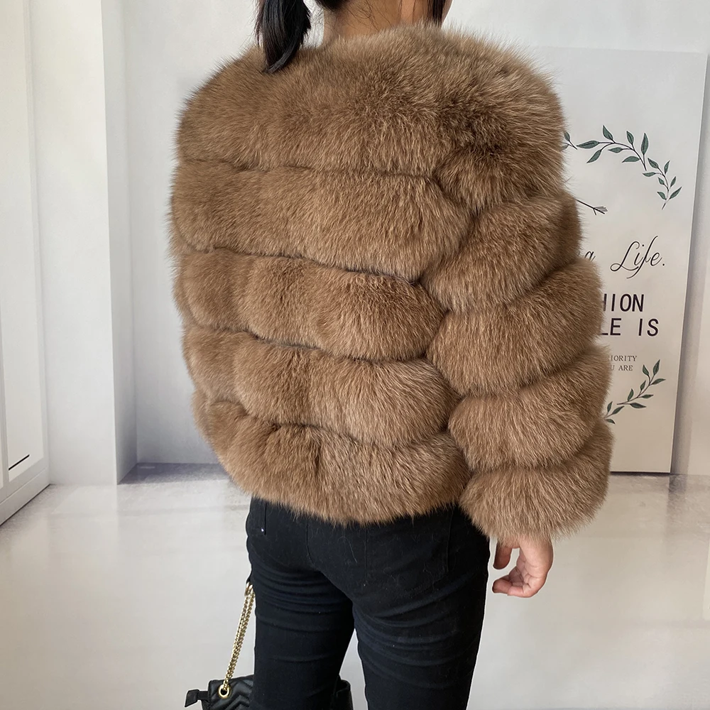Real Fur Coat Women's Winter Warm Natural Fox Fur Coat High Quality LAN Fox Luxury Fashion 50cm Short Jacket Wholesale Hot 2023