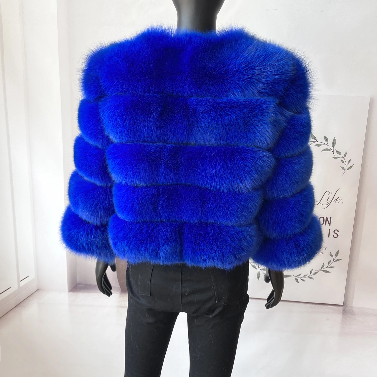 Real Fur Coat Women's Winter Warm Natural Fox Fur Coat High Quality LAN Fox Luxury Fashion 50cm Short Jacket Wholesale Hot 2023