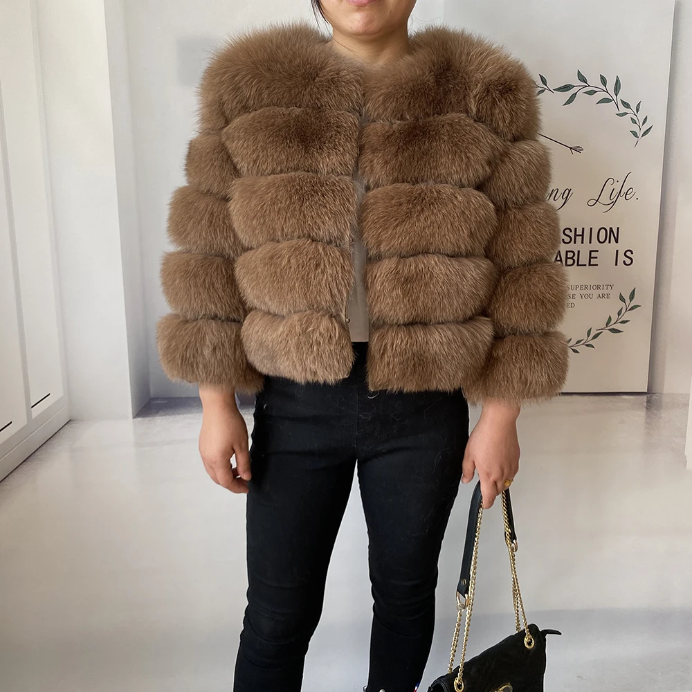 Real Fur Coat Women's Winter Warm Natural Fox Fur Coat High Quality LAN Fox Luxury Fashion 50cm Short Jacket Wholesale Hot 2023