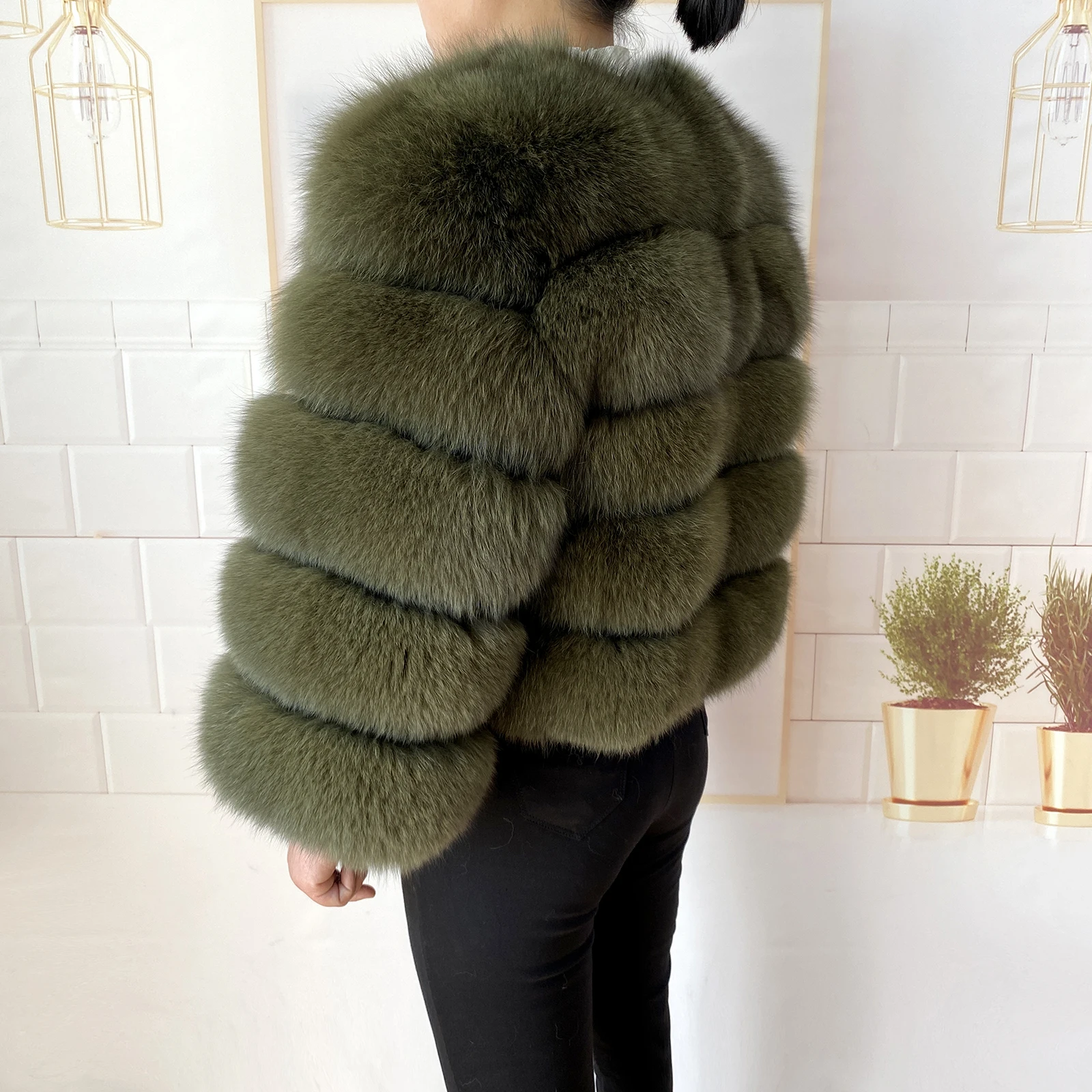 Real Fur Coat Women's Winter Warm Natural Fox Fur Coat High Quality LAN Fox Luxury Fashion 50cm Short Jacket Wholesale Hot 2023