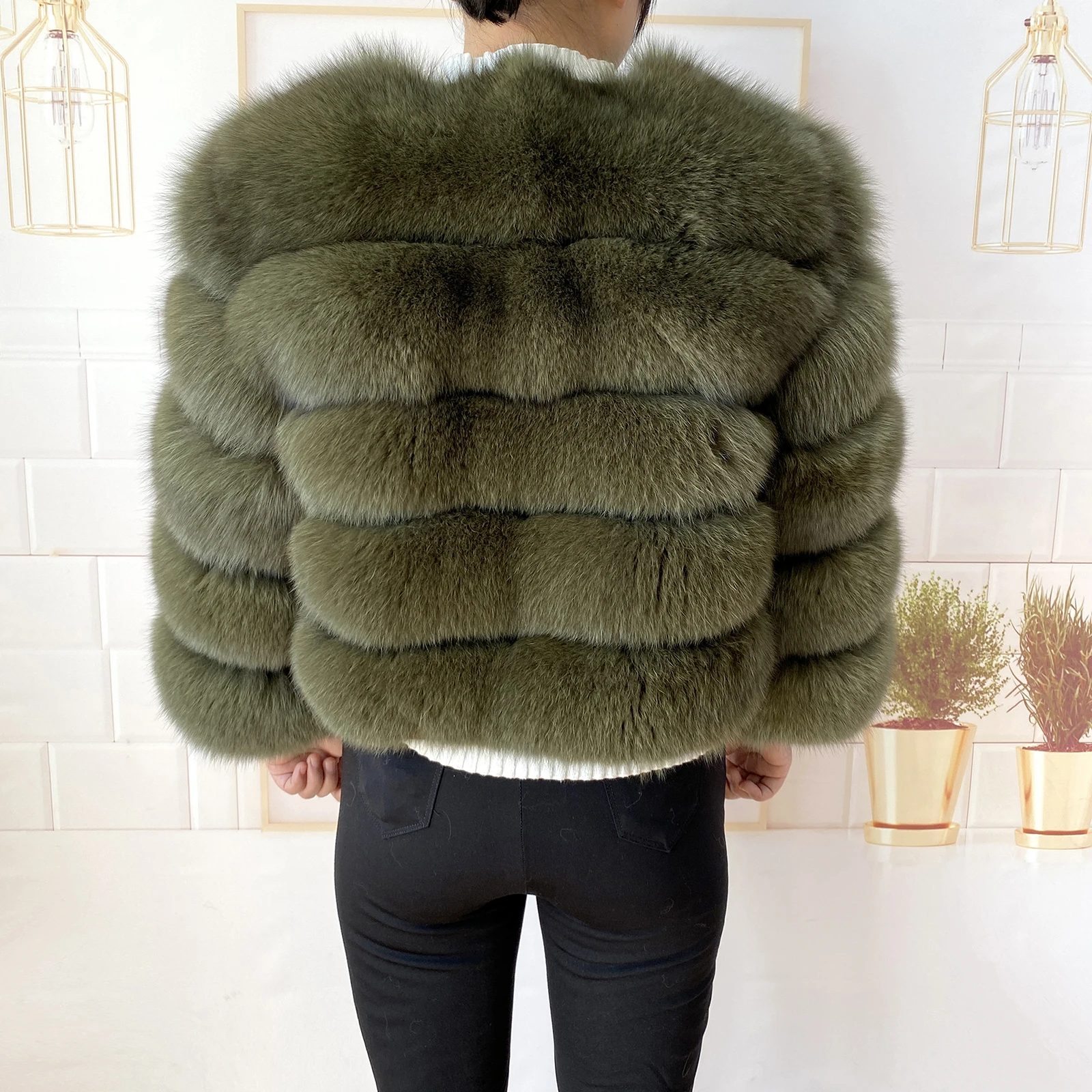Real Fur Coat Women's Winter Warm Natural Fox Fur Coat High Quality LAN Fox Luxury Fashion 50cm Short Jacket Wholesale Hot 2023