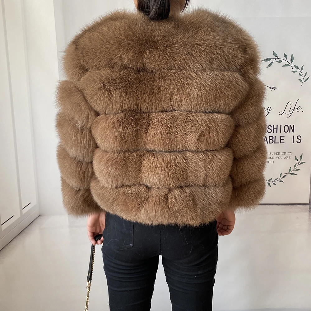 Real Fur Coat Women's Winter Warm Natural Fox Fur Coat High Quality LAN Fox Luxury Fashion 50cm Short Jacket Wholesale Hot 2023