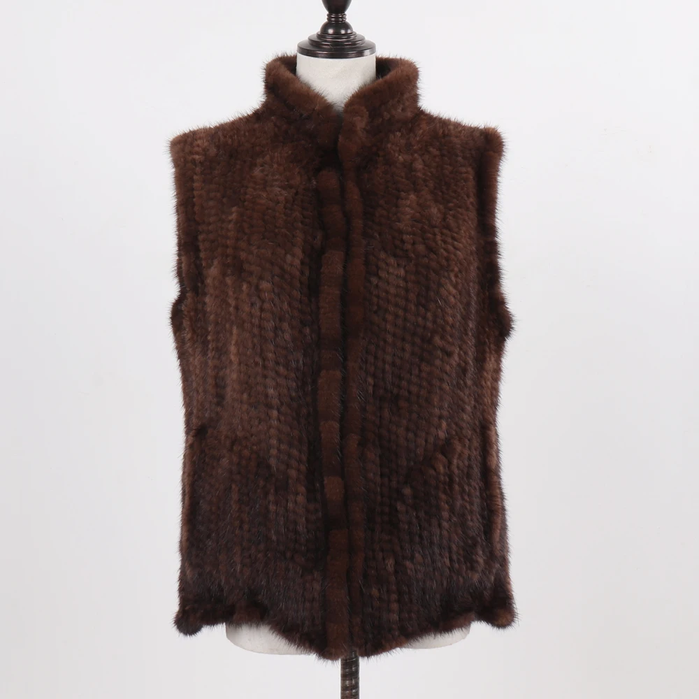 New Women Natural Warm Mink Fur Vest Autumn Winter 100% Genuine Real Mink Fur Sleeveless Jacket Lady Luxury Real Mink Fur Gilet
