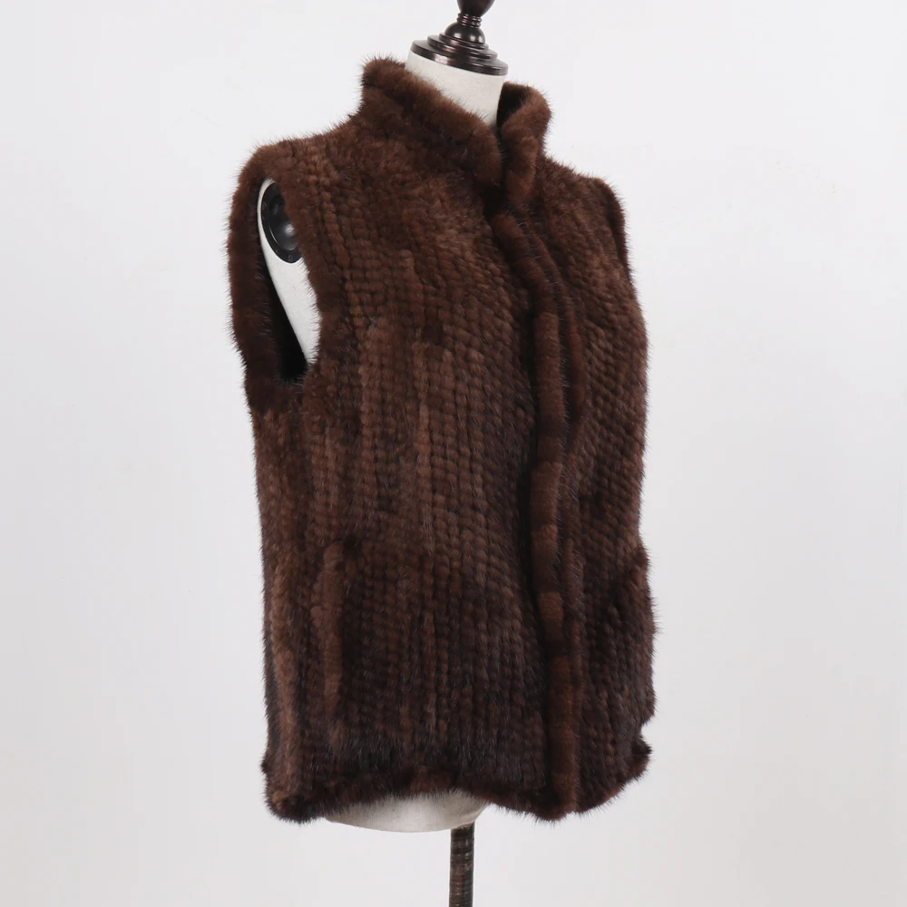 New Women Natural Warm Mink Fur Vest Autumn Winter 100% Genuine Real Mink Fur Sleeveless Jacket Lady Luxury Real Mink Fur Gilet