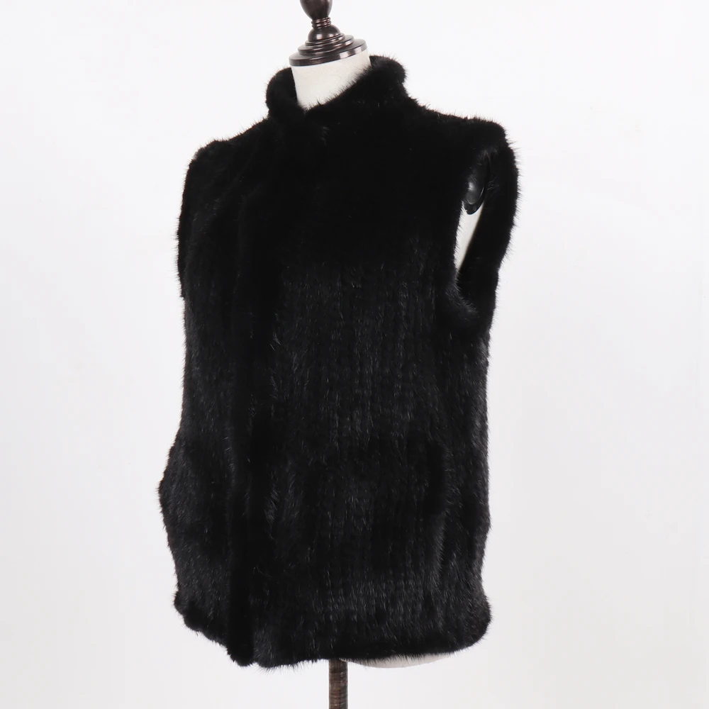 New Women Natural Warm Mink Fur Vest Autumn Winter 100% Genuine Real Mink Fur Sleeveless Jacket Lady Luxury Real Mink Fur Gilet