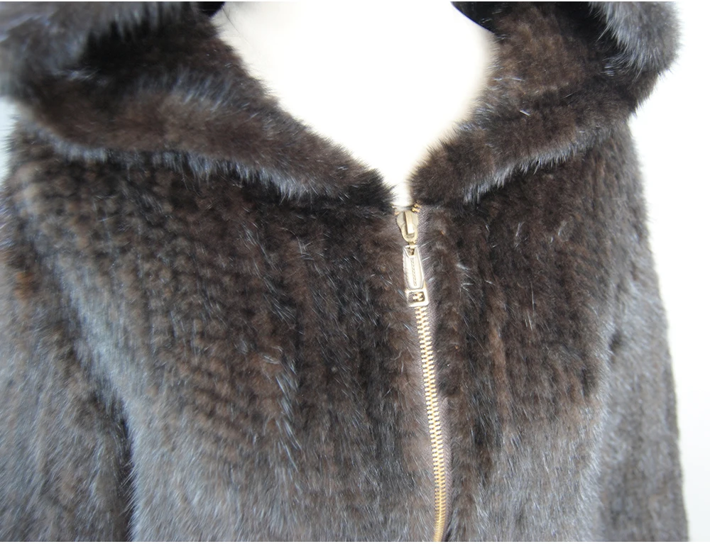 2026 New Women Mink Fur Coat Long-Sleeve Hooded Casual Jacket Fashion All-match Zipper Knitted Outerwear Jacket Custom Plus Size