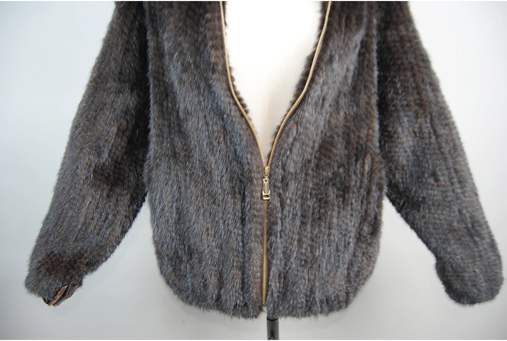 2026 New Women Mink Fur Coat Long-Sleeve Hooded Casual Jacket Fashion All-match Zipper Knitted Outerwear Jacket Custom Plus Size