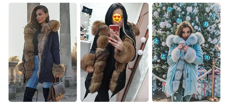 MAOMAOKONG 2026 Winter Women Coat Natural Fox Fur Collar Cuff Black Jackets Outwear Thick Luxury Real Fur Parka Women's Fur Coat
