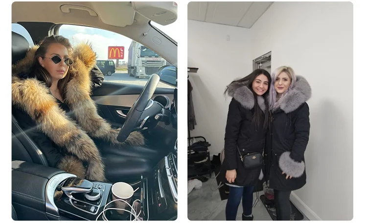 MAOMAOKONG 2026 Winter Women Coat Natural Fox Fur Collar Cuff Black Jackets Outwear Thick Luxury Real Fur Parka Women's Fur Coat