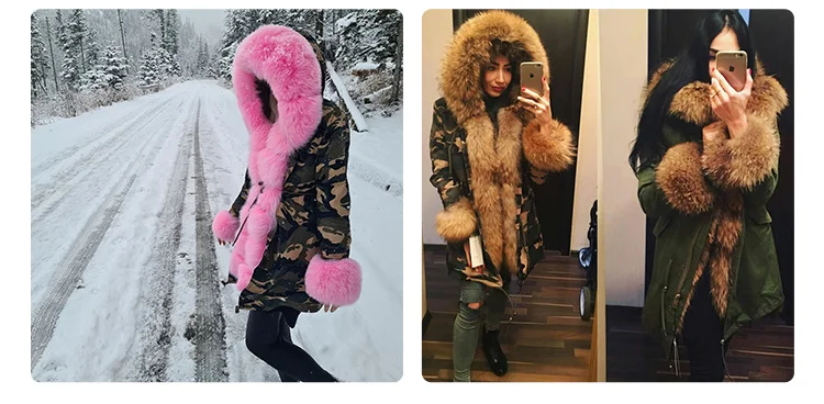 MAOMAOKONG 2026 Winter Women Coat Natural Fox Fur Collar Cuff Black Jackets Outwear Thick Luxury Real Fur Parka Women's Fur Coat