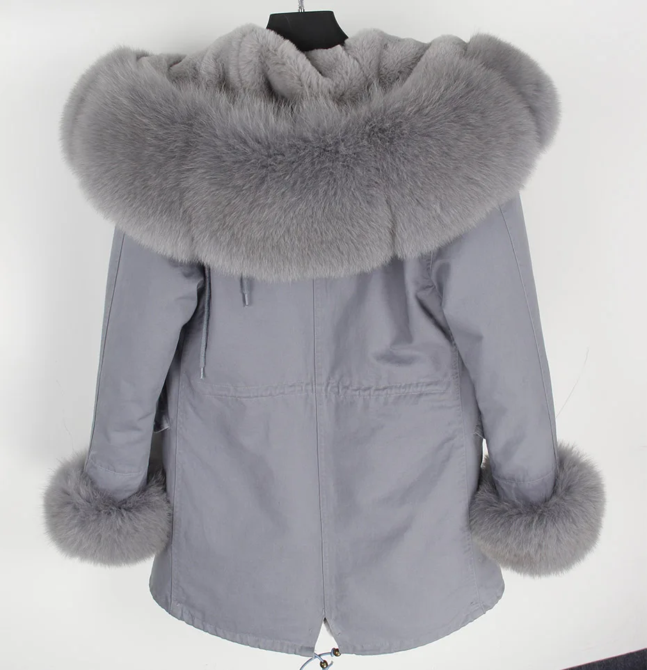 MAOMAOKONG 2026 Winter Women Coat Natural Fox Fur Collar Cuff Black Jackets Outwear Thick Luxury Real Fur Parka Women's Fur Coat