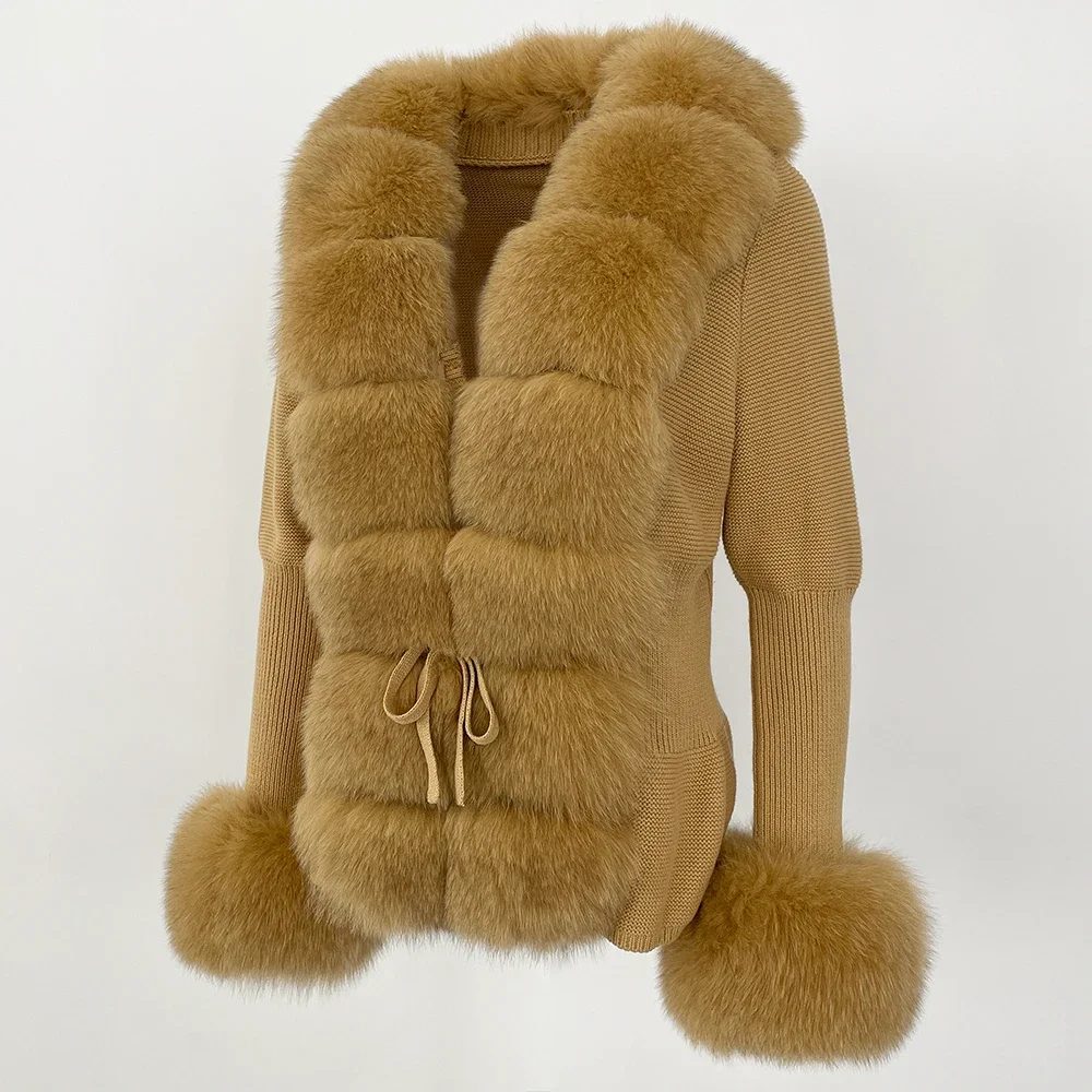 OFTBUY 2024 New Autumn Winter Jacket Women Natural Real Raccoon Fox Fur Collar Cuffs 100% Cotton Sweater Streetwear Outerwear
