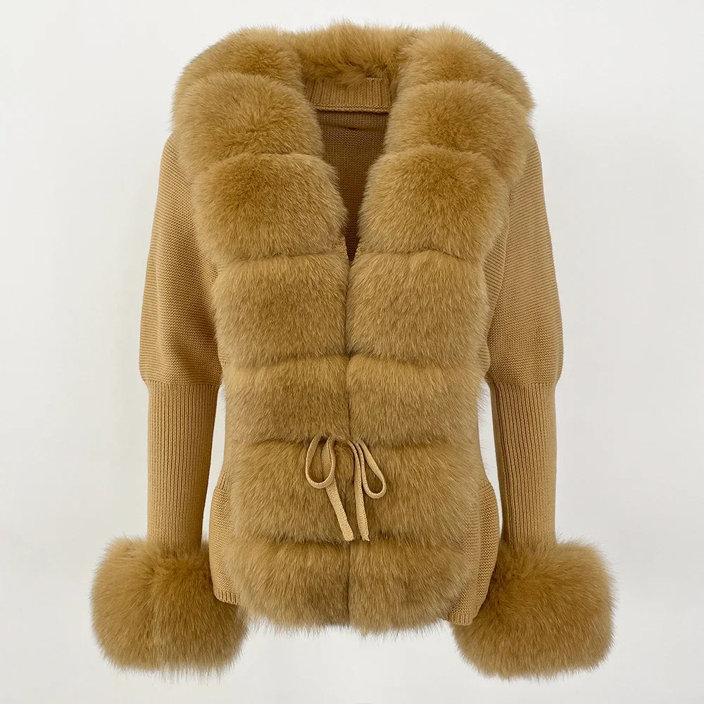OFTBUY 2024 New Autumn Winter Jacket Women Natural Real Raccoon Fox Fur Collar Cuffs 100% Cotton Sweater Streetwear Outerwear