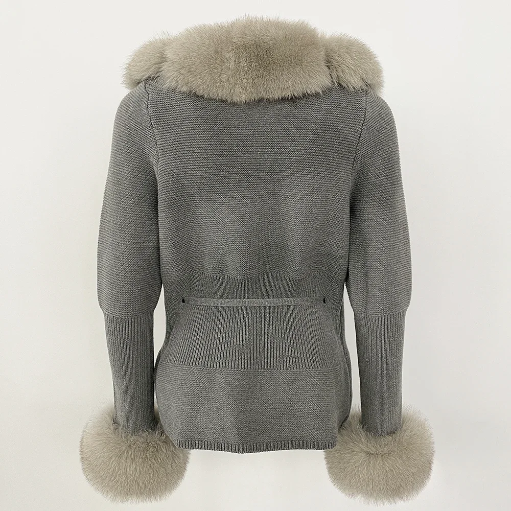 OFTBUY 2024 New Autumn Winter Jacket Women Natural Real Raccoon Fox Fur Collar Cuffs 100% Cotton Sweater Streetwear Outerwear
