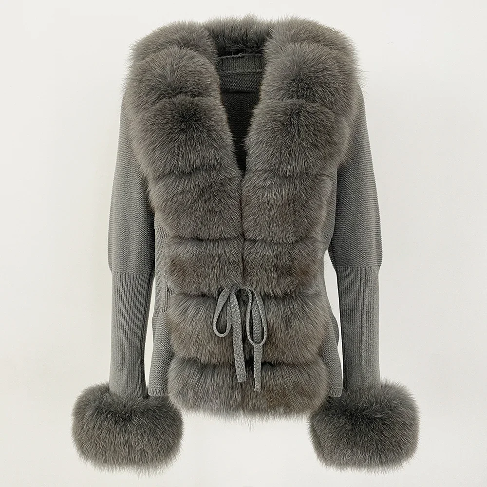 OFTBUY 2024 New Autumn Winter Jacket Women Natural Real Raccoon Fox Fur Collar Cuffs 100% Cotton Sweater Streetwear Outerwear