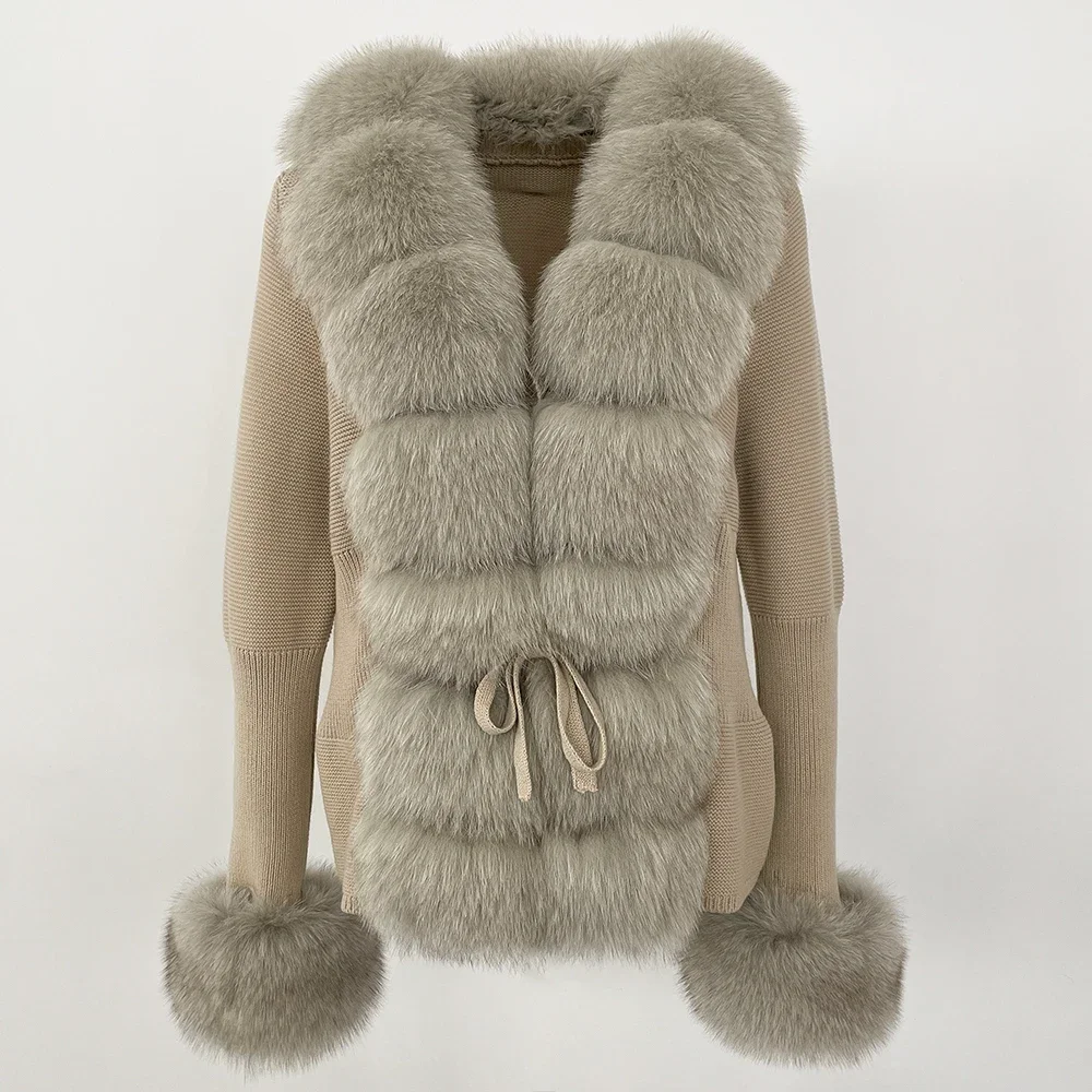 OFTBUY 2024 New Autumn Winter Jacket Women Natural Real Raccoon Fox Fur Collar Cuffs 100% Cotton Sweater Streetwear Outerwear