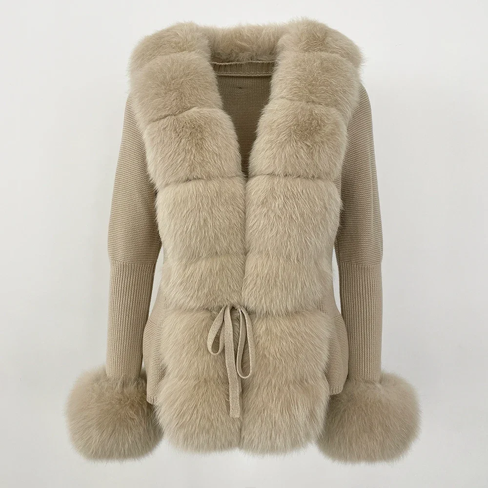 OFTBUY 2024 New Autumn Winter Jacket Women Natural Real Raccoon Fox Fur Collar Cuffs 100% Cotton Sweater Streetwear Outerwear