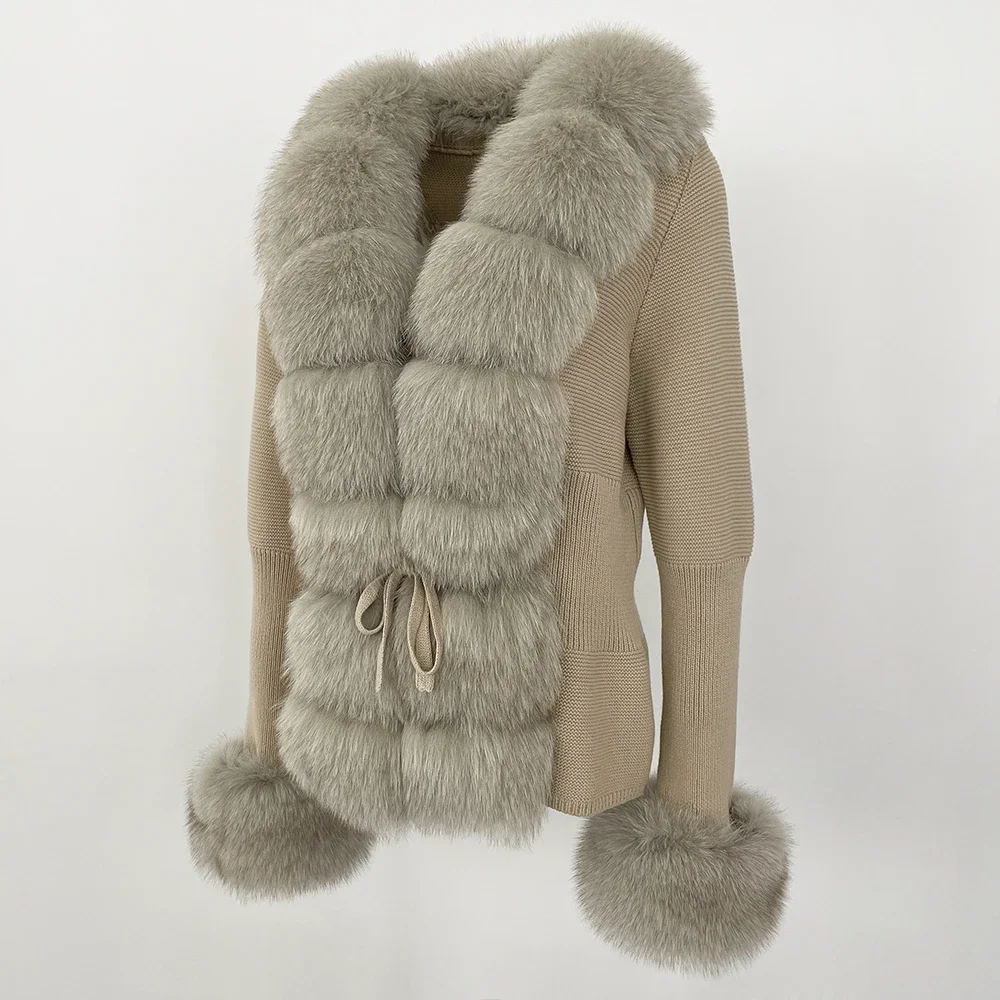 OFTBUY 2024 New Autumn Winter Jacket Women Natural Real Raccoon Fox Fur Collar Cuffs 100% Cotton Sweater Streetwear Outerwear